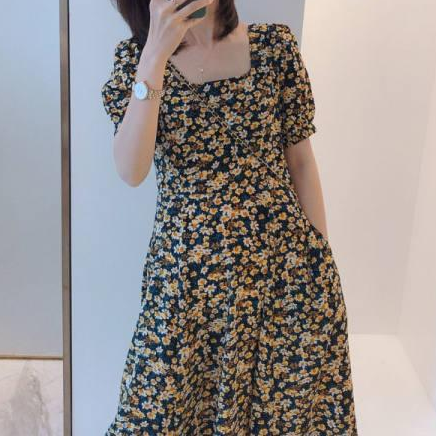 Floral Dress Female 2021 Summer Korean Temperament Waist Loose And Thin Women'S New Dress