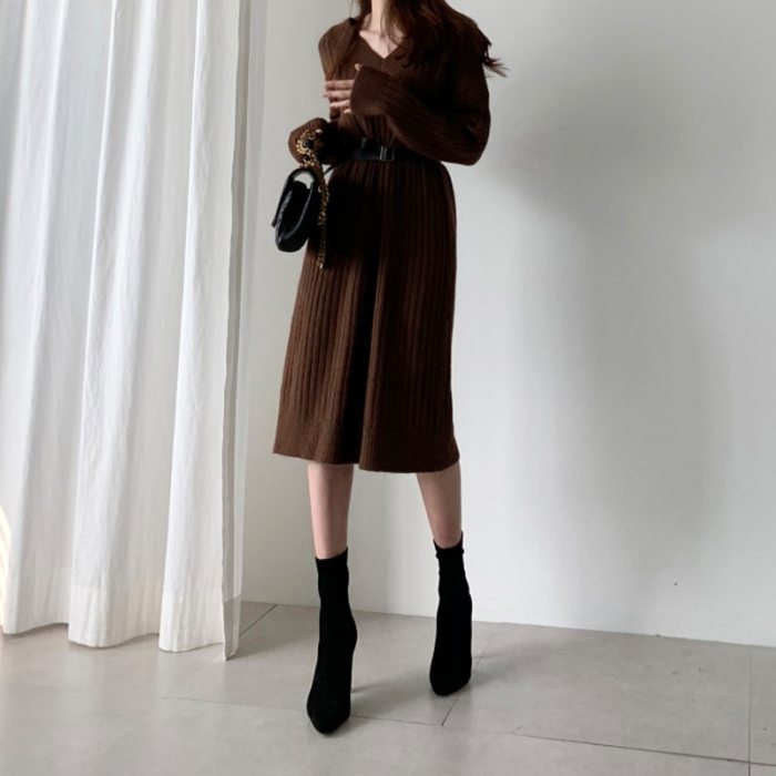 Long Sleeve Maxi Sweaters Oversize Knitted Dresses