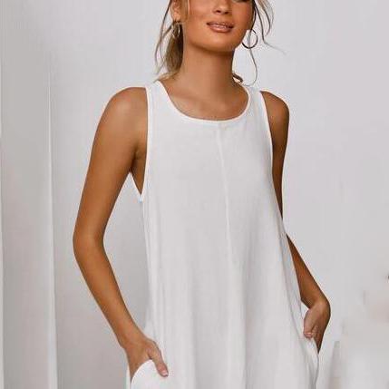 Solid Sleeveless Tassel Cutout Elegant Midi Dress