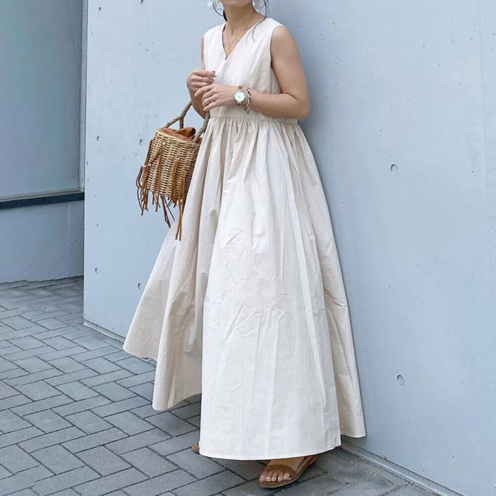 New Women A Line Dress Loose Sleeveless Korean Japan Style Female Women Swing Dresses 2021 Hot Wear V Neck Sinple Robes OL