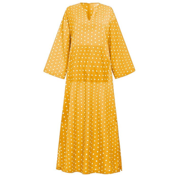 Sexy V-neck Short Sleeve Polka Dot Maxi Dress Women Summer Chiffon Boho Beach Plus Size S-5xl Long Dresses