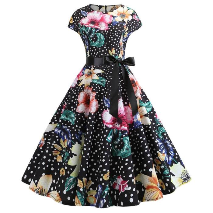 Music Note Print Summer Dress 2020 Fashion Short Sleeve Robes Vintage Pinup Rockabilly Dress Big Swing 50s 60s Party Dresses