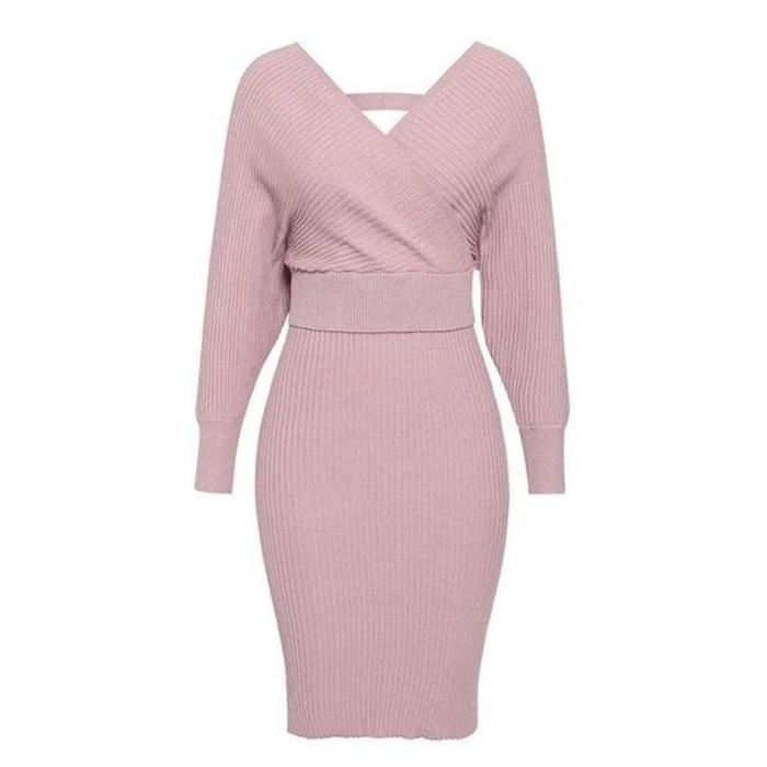 Fashion V-Neck Tight-Fitting Evening Dress