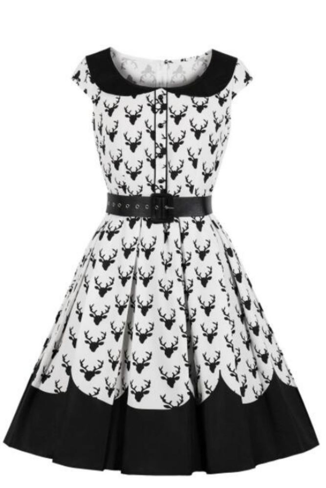 Big size Women Midi Dress Christmas 2021 Summer Elegant Vintage Deer Print Pleated Swing Retro Dresses Plus Size 3XL