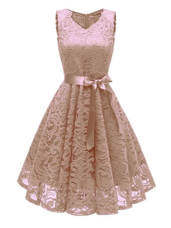 1950s Lace Floral Bow Dress
