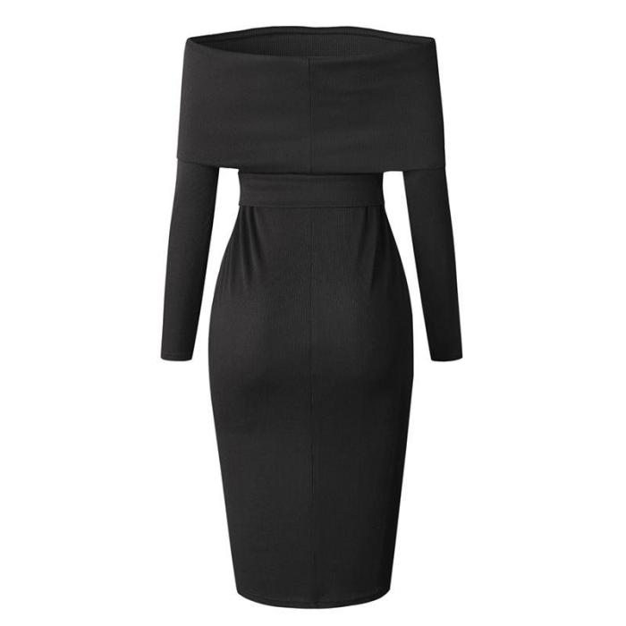 Solid Color Long SLeeve Bodycon Dress