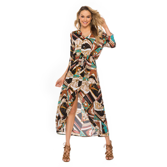 High Quality Green Women Dress Summer 2021 Printed Stunning Maxi Dress Plus Size XL Orange Dress