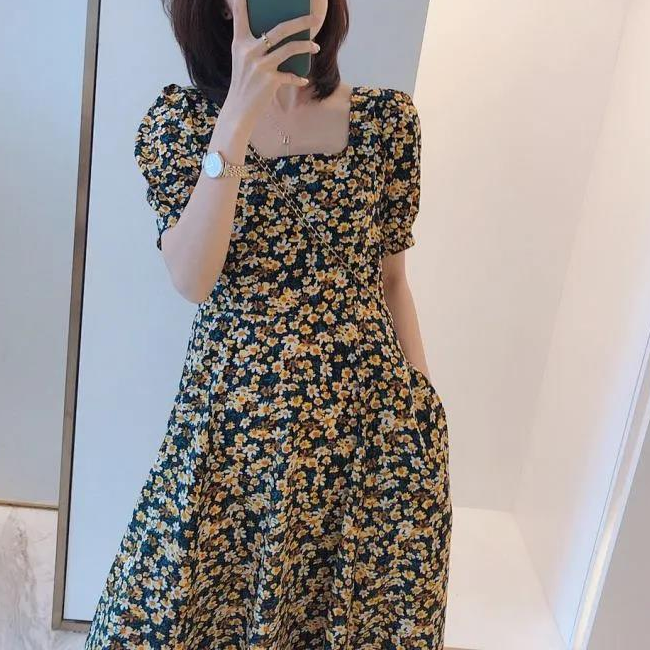 Floral Dress Female 2021 Summer Korean Temperament Waist Loose And Thin Women'S New Dress