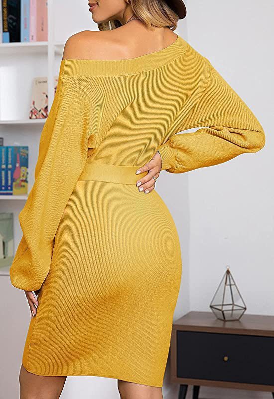 Autumn Winter Bandage Knitted Dress Women Casual Solid Hip Dress For Women 2020 New Elegant