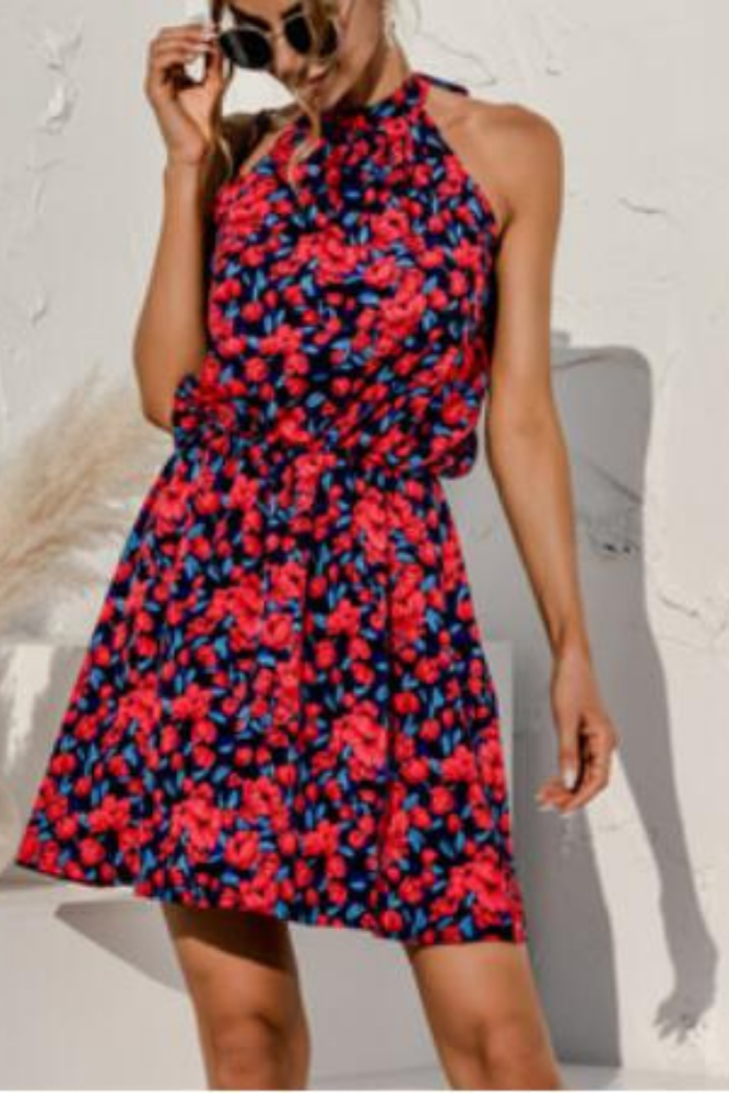 Sleeveless Dress Retro Floral Print Loose Beach Summer Dress Fashion O-Neck Casual Women Dress 2021 Sexy Dress Plus Size vestido