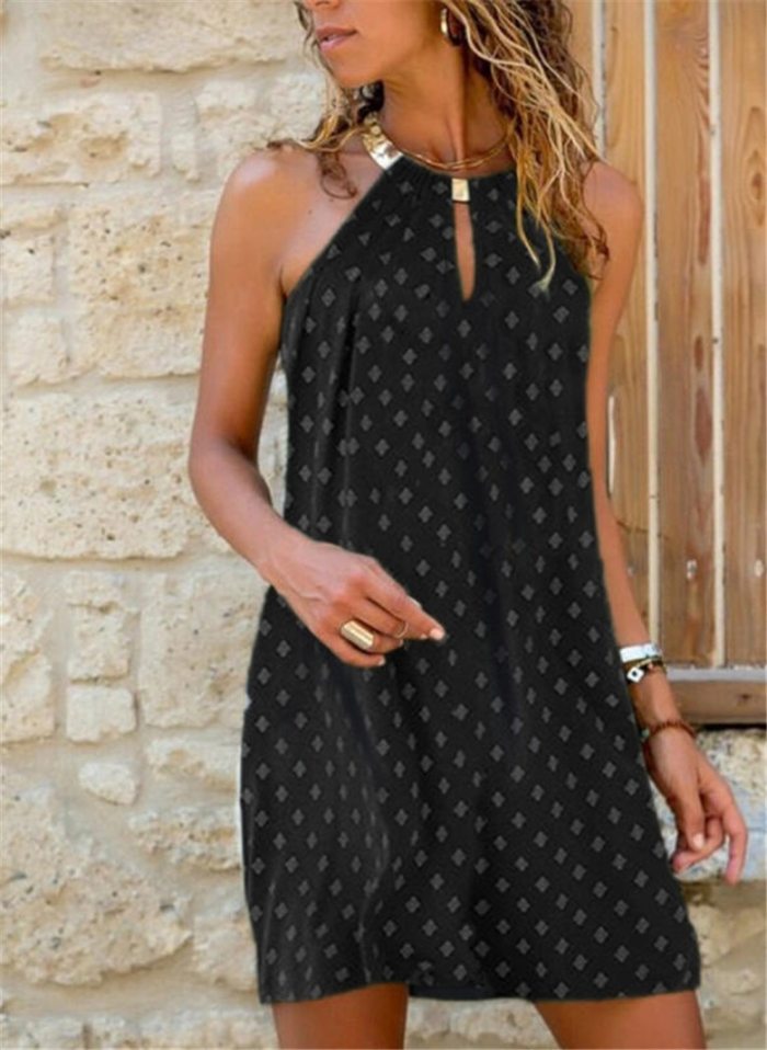 Women Sexy leopard Dress Backless Sleeveless Hang Neck Printed Dress Summer Loose Dress For Lady Flower Dresses 10 styles