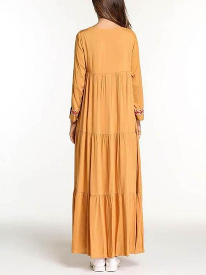 Muslim Dubai Flare Sleeve Embroidered Tassel Robe