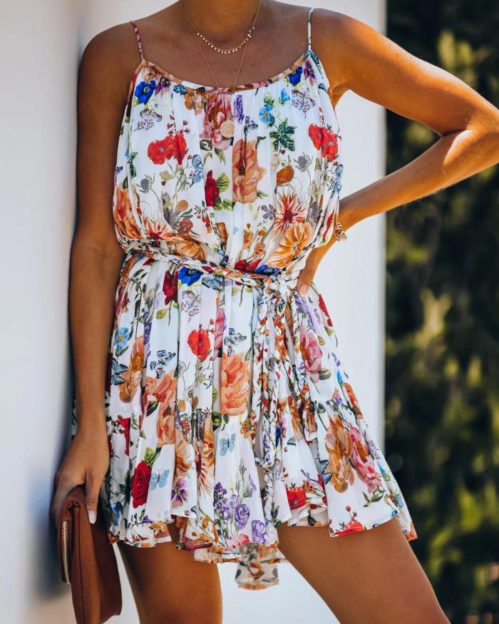 Floral Straps Mini Beach Spring Summer Clothes Dress For Women'S Vetement Femme 2021 Sukienka Sundress Vintage Casual Dress