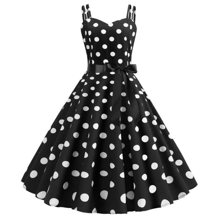 Polka Dot Vintage Dress Women 2019 Summer Sexy Strapless Halter Party Dresses Vestidos Plus Size Robe Pin Up Rockabilly Dress