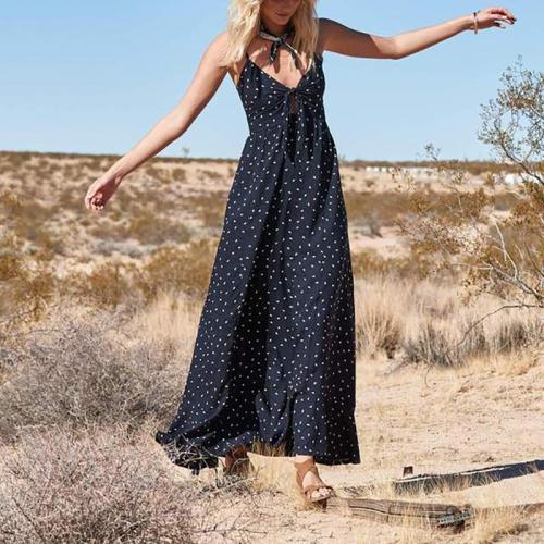 Bohemian Polka Dot Ruffled Irregular Sleeveless Dress