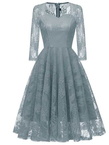 1950s Lace 3/4 Sleeve Swing Dress