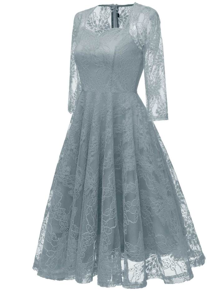 1950s Lace 3/4 Sleeve Swing Dress