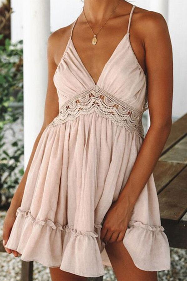 Sexy Elegant Pink Sleeveless Mini Dress