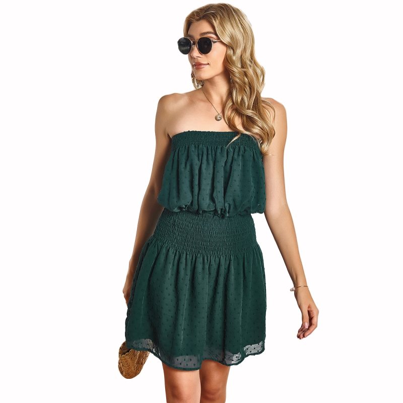Casual Dresses For Women 2021 Summer Sweet Bohemian Beach Style Chest Wrapping Dress