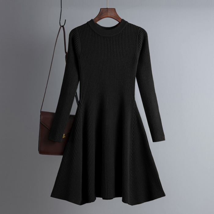 Women Elegant Knitted Sweater Dress Slim Mini Dress