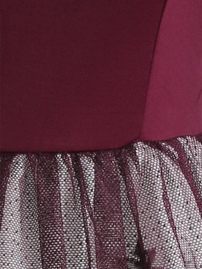 1950s Lace Floral Print Patchwork Dress