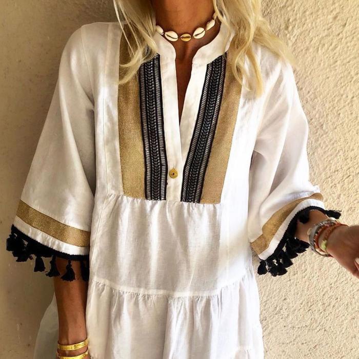 Fringed Stitching Casual Dress