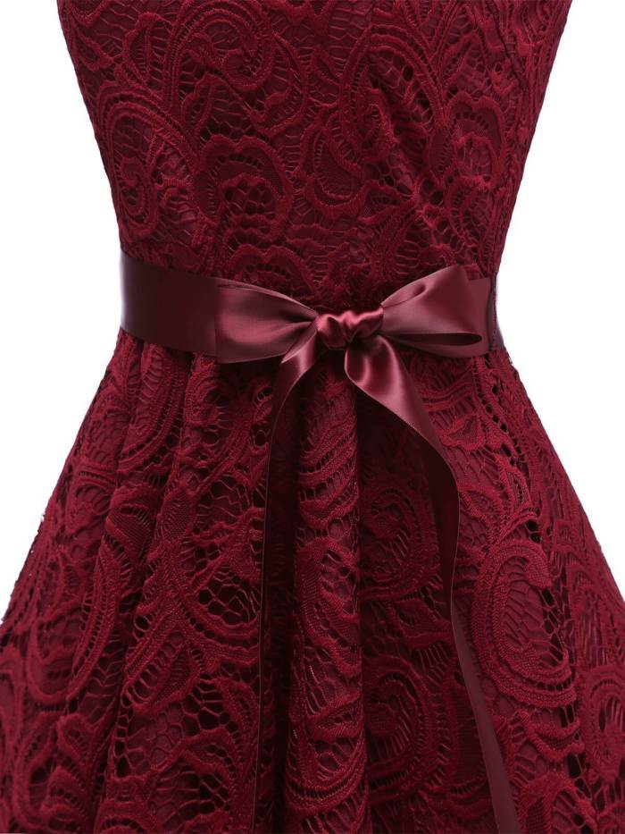 1950s Lace Floral Bow Dress