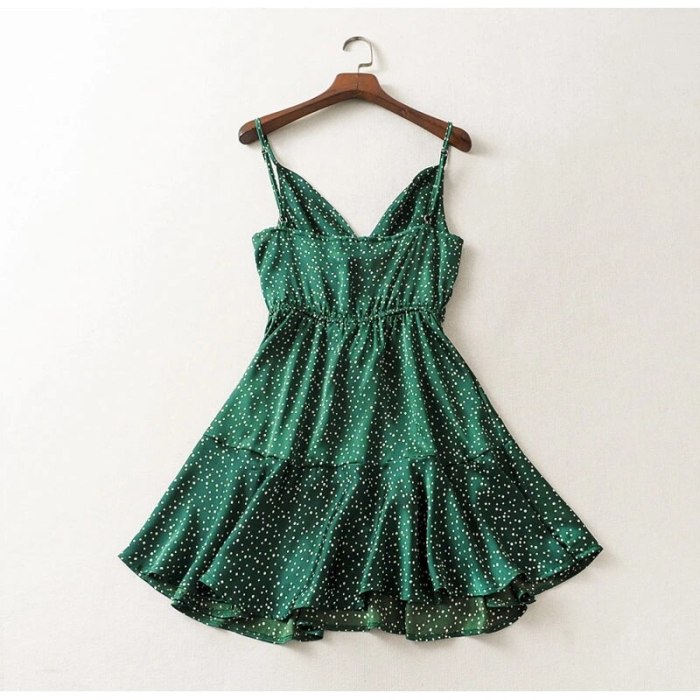 Vintage Green Polka Dot Stain Dress Women Sexy Strap Backless Short Dress Girl Stylish Party Dress Vestidos 2021 Summer