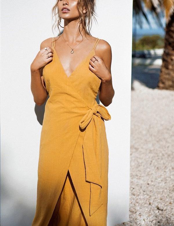 Casual Sexy V Neck Backless Sling Maxi Dresses