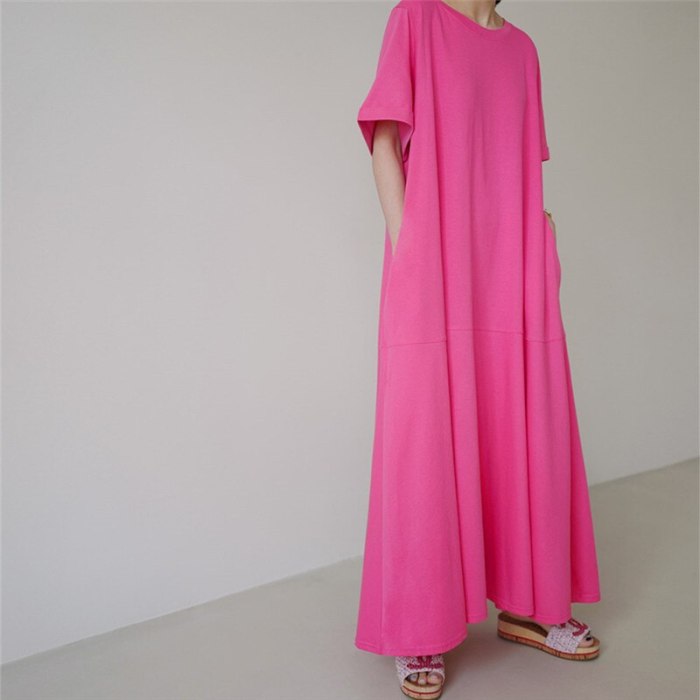2021 Summer Fashion Loose T-shirt Dress Plus Size Short Sleeve Long Maxi Dress Bottoming A-LINE Dress Women