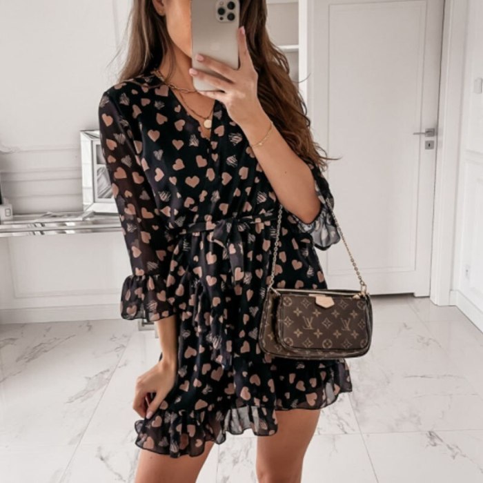 Floral Long Sleeve Wrap Party Mini Dress