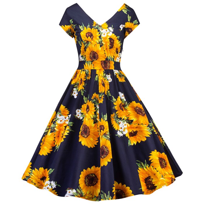Womens Daisy Midi Swing Dress Long Sleeve Evening Party Floral Skater Dresses