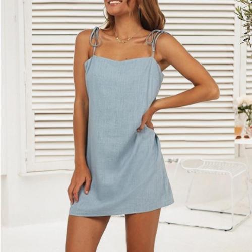 Sleeveless Backless Tie Sweet Zip Dress