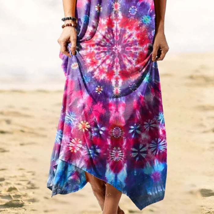 Sexy V-neck Tie Dye Printed Long Dress Women Summer Beach Maxi Long dress spaghetti Sleeveless Casual Holiday Sundress Vestidos