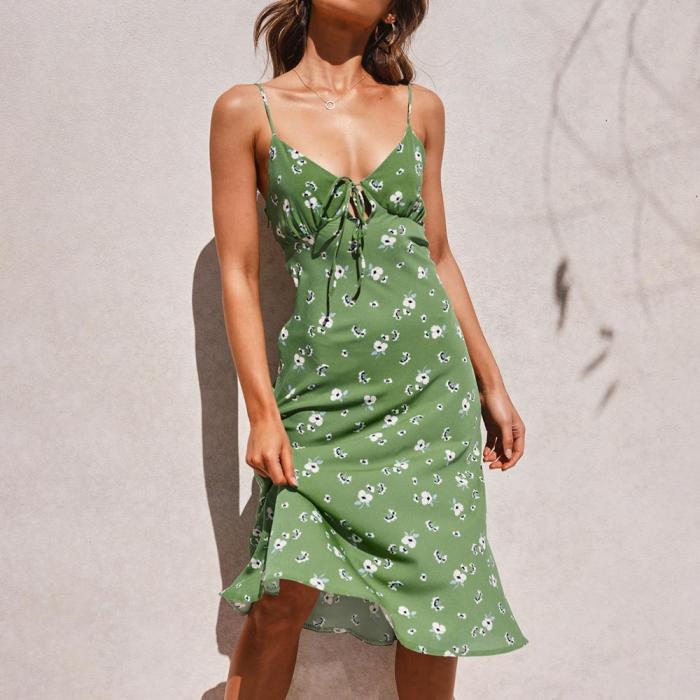 Fashion sling print pajamas dress