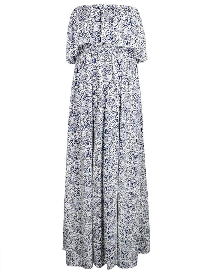 Sexy Glamorous Strapless Slim Fit Printed Vacation Dress