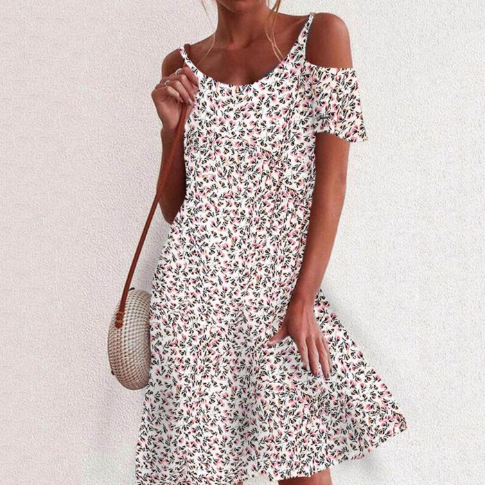 Femme Summer Beach Women's Dress 2021 Summer New Sundress Small Floral Digital Printing Casual Loose Strapless Dress платье