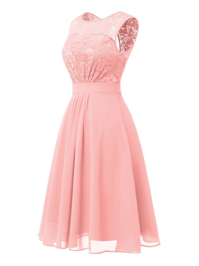 1950S Lace Floral Chiffon Dress