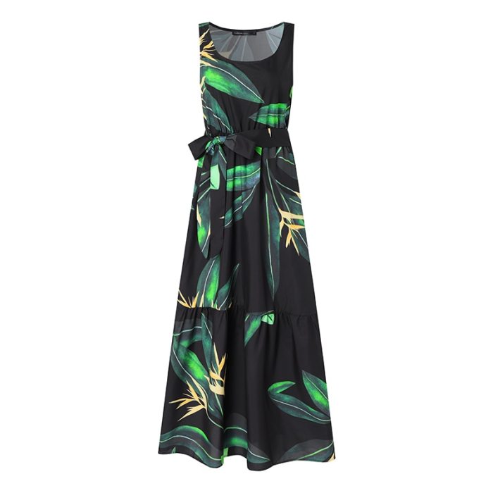 Summer Bohemian Holiday Long Dress Celmia Floral Print Beach Dress Women Sleeveless Maxi Dresses