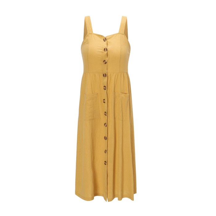 A Line Split Front Button Midi Length Women Dress Spaghetti Strap Strapless Sexy Backless Summer Dresses