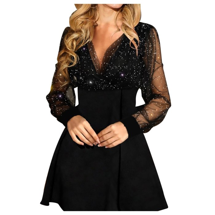 Dress Autumn Clubwear Party-out 2021 Women's Solid Color Sequins Long Sleeve A-line Party Dress