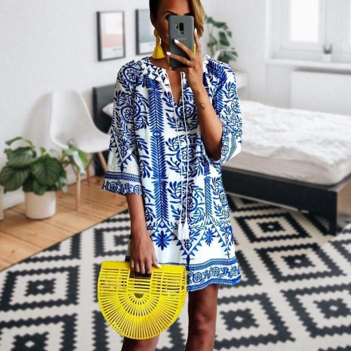 Bohemian Printed Casual Dress