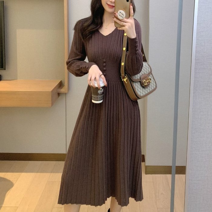 Women Casual Elegant Dress Knitted Sweater Dress