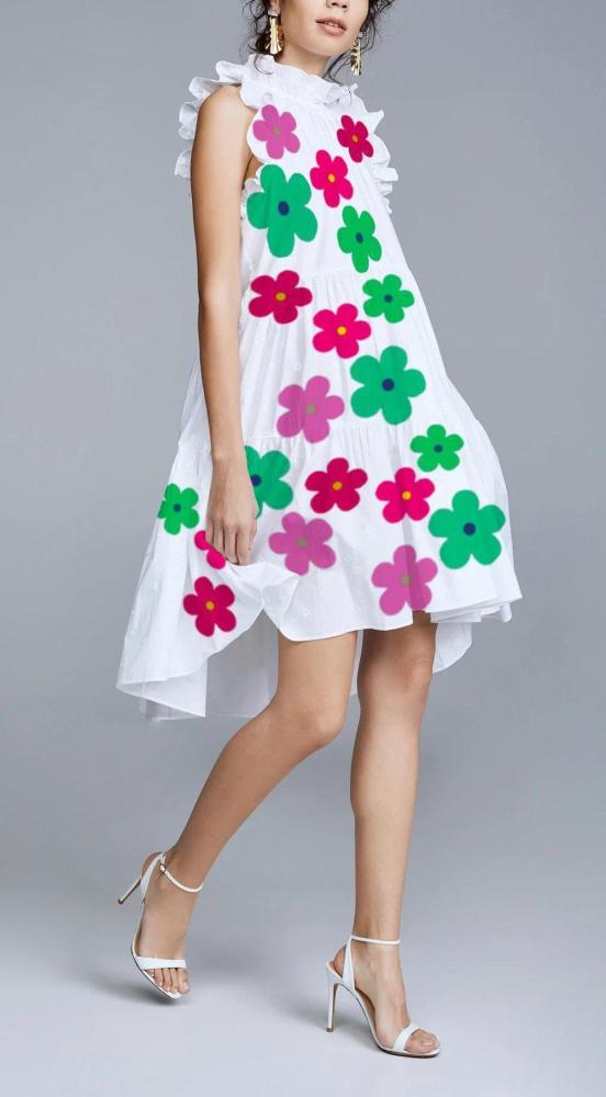 Trendy Floral Sleeveless Mini Dress