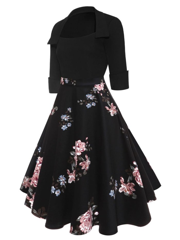 1950s Floral Patchwork Dress