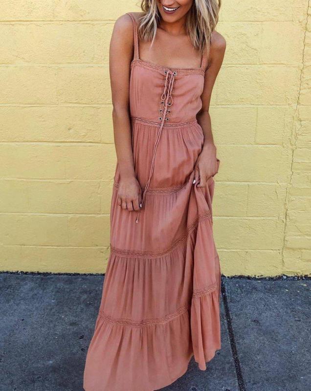 New Sleeveless Solid Ruched Maxi Dress