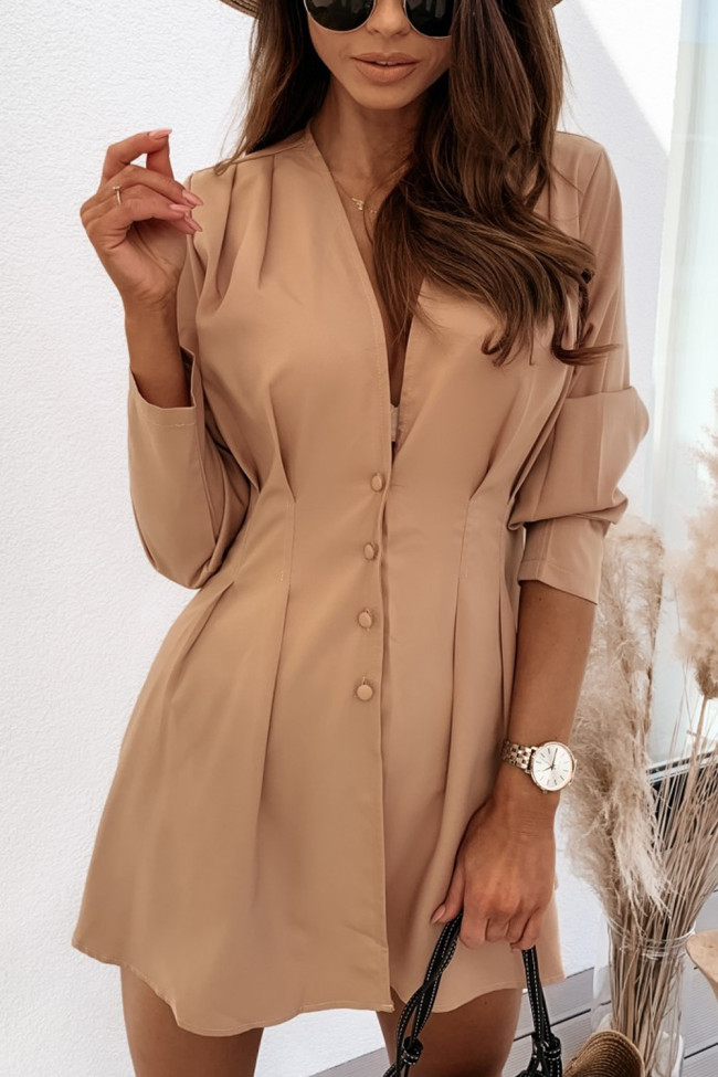 Elegant Sexy V-neck Casual Button Mini Dress