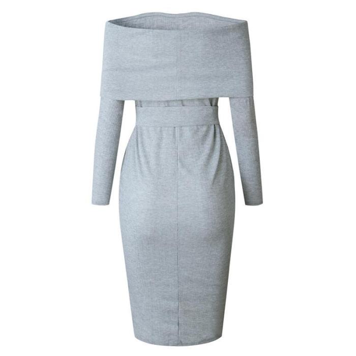 Solid Color Long SLeeve Bodycon Dress
