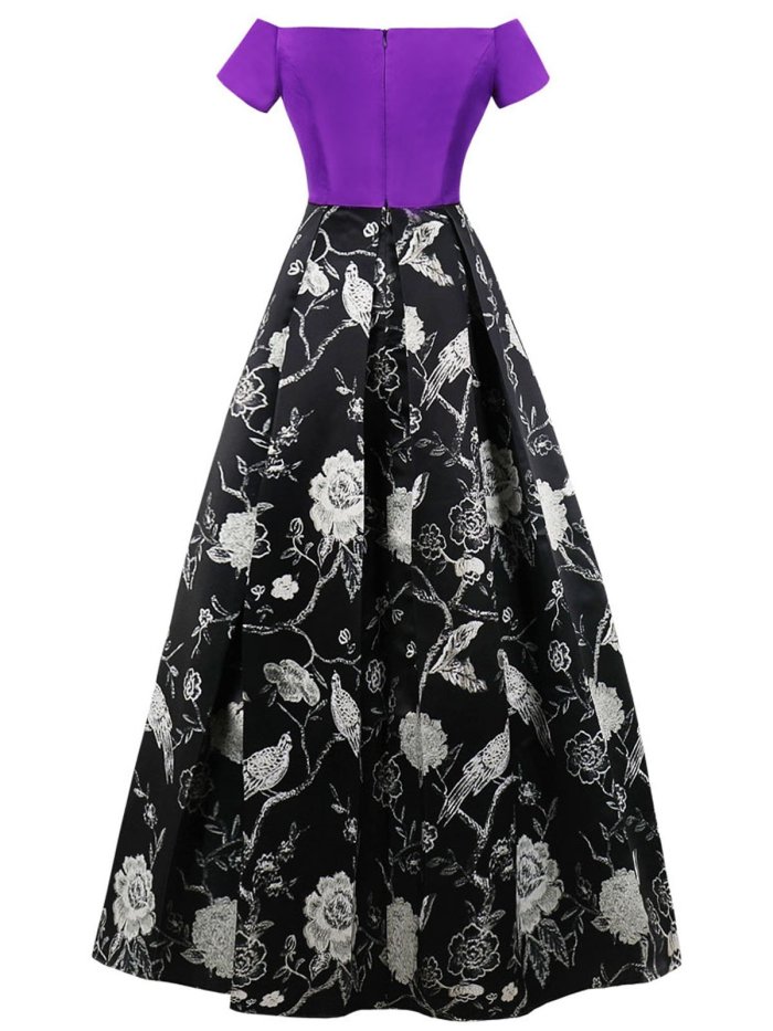 1950s Off Shoulder Floral Plus Size Dress