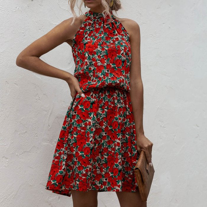 Sleeveless Dress Retro Floral Print Loose Beach Summer Dress Fashion O-Neck Casual Women Dress 2021 Sexy Dress Plus Size vestido